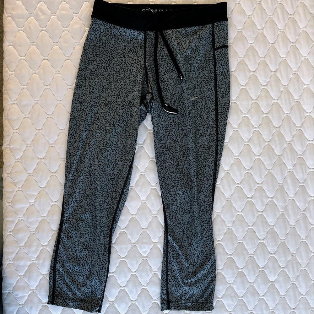 Nike Dri-FIT Running Leggings Womens Small Blue Black Pebble Print Good